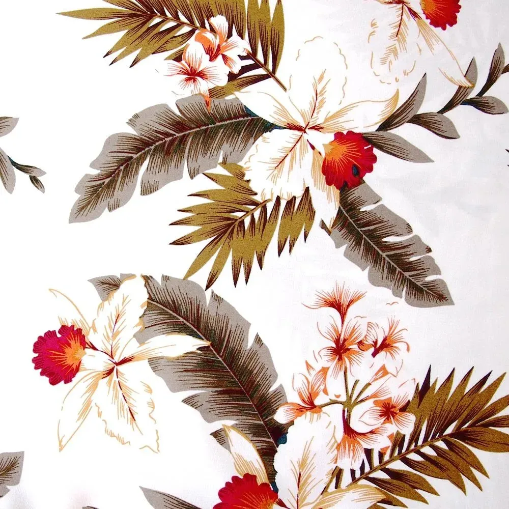 Moon White Lady's Hawaiian Rayon Blouse