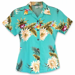 mountain green hawaiian lady blouse