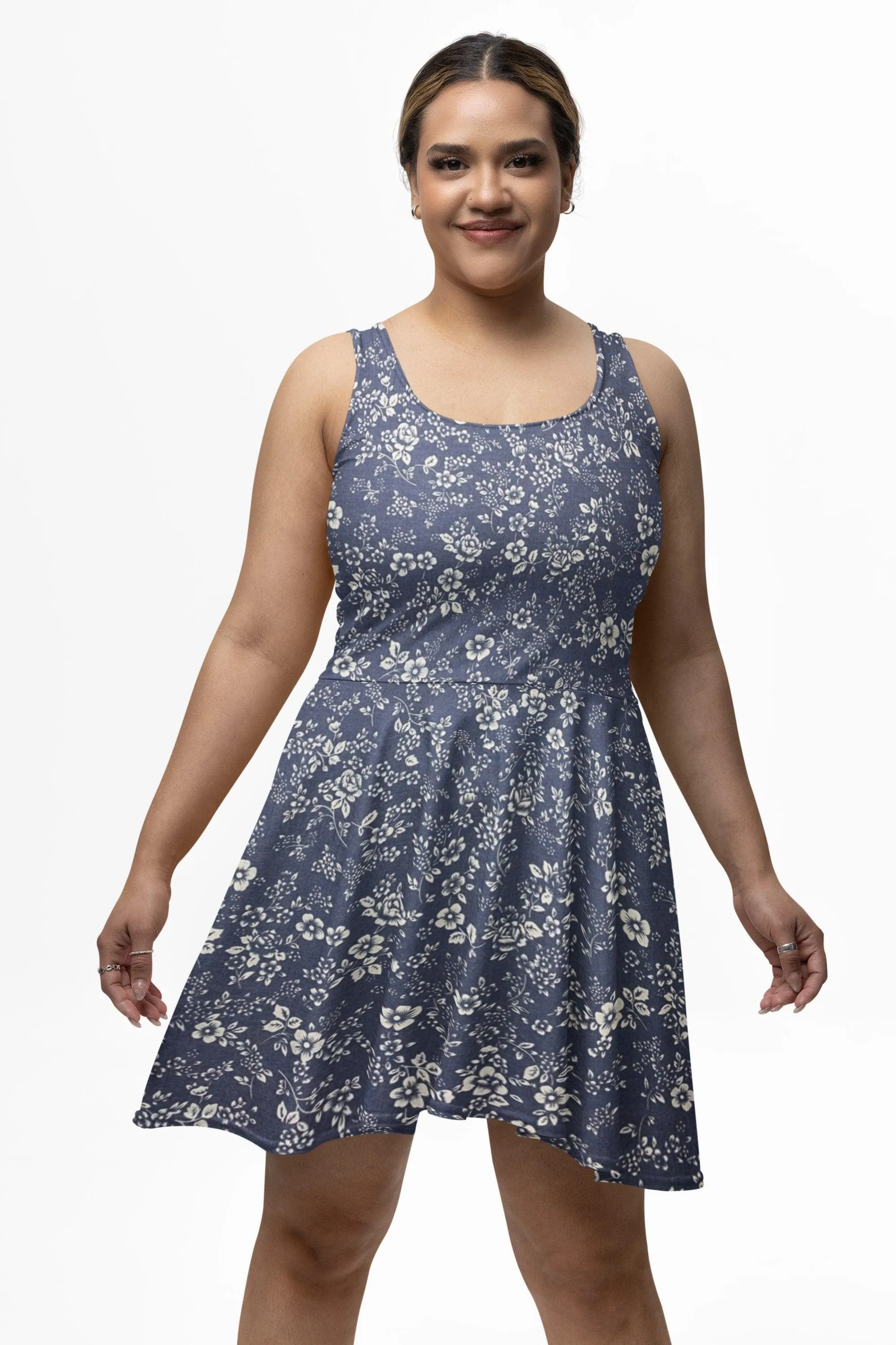 Multi Floral Chambray Denim Fabric