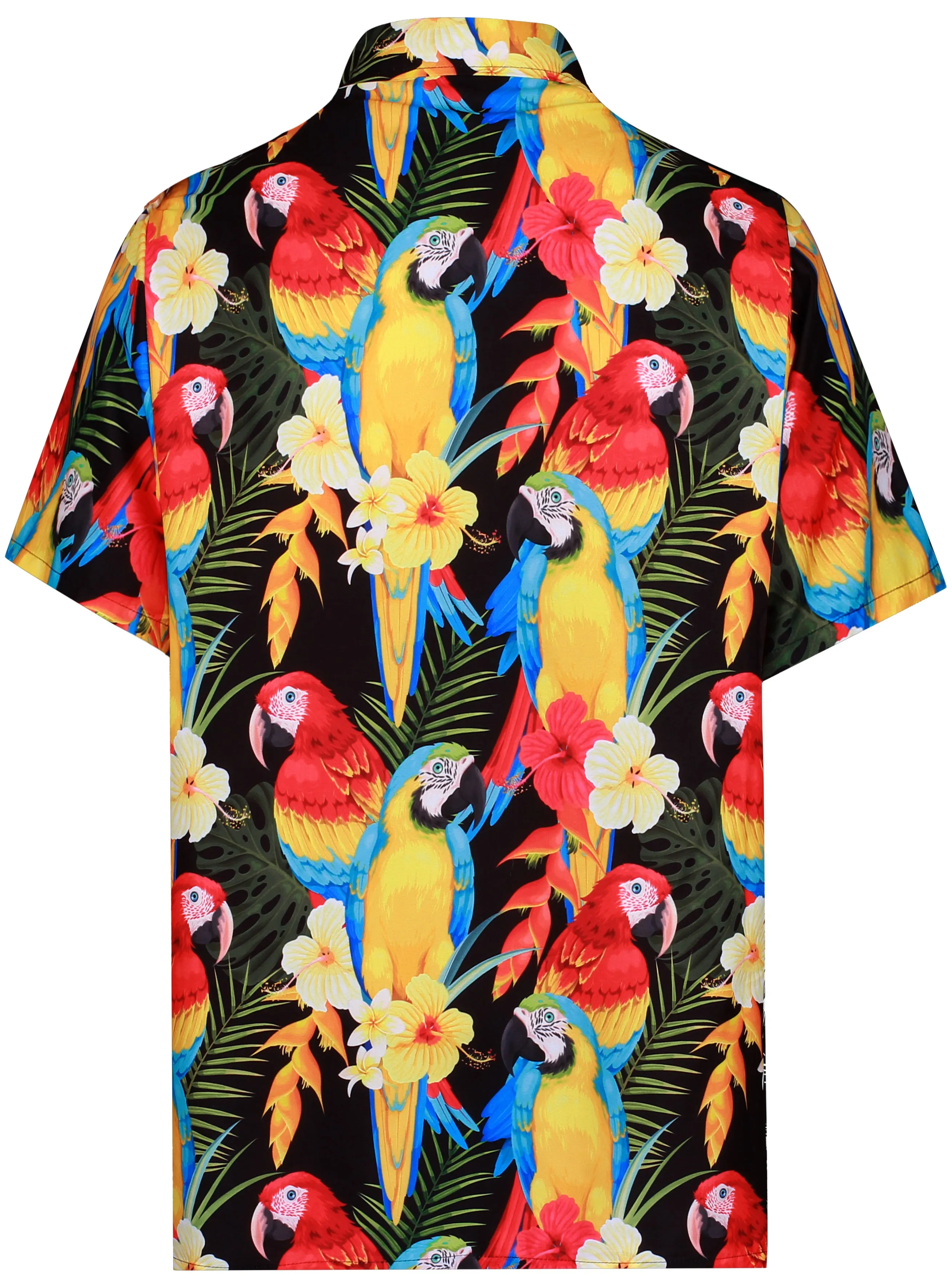 Multicolor Tropical Parrot and Floral Print Hawaiian Beach Shirts For Men