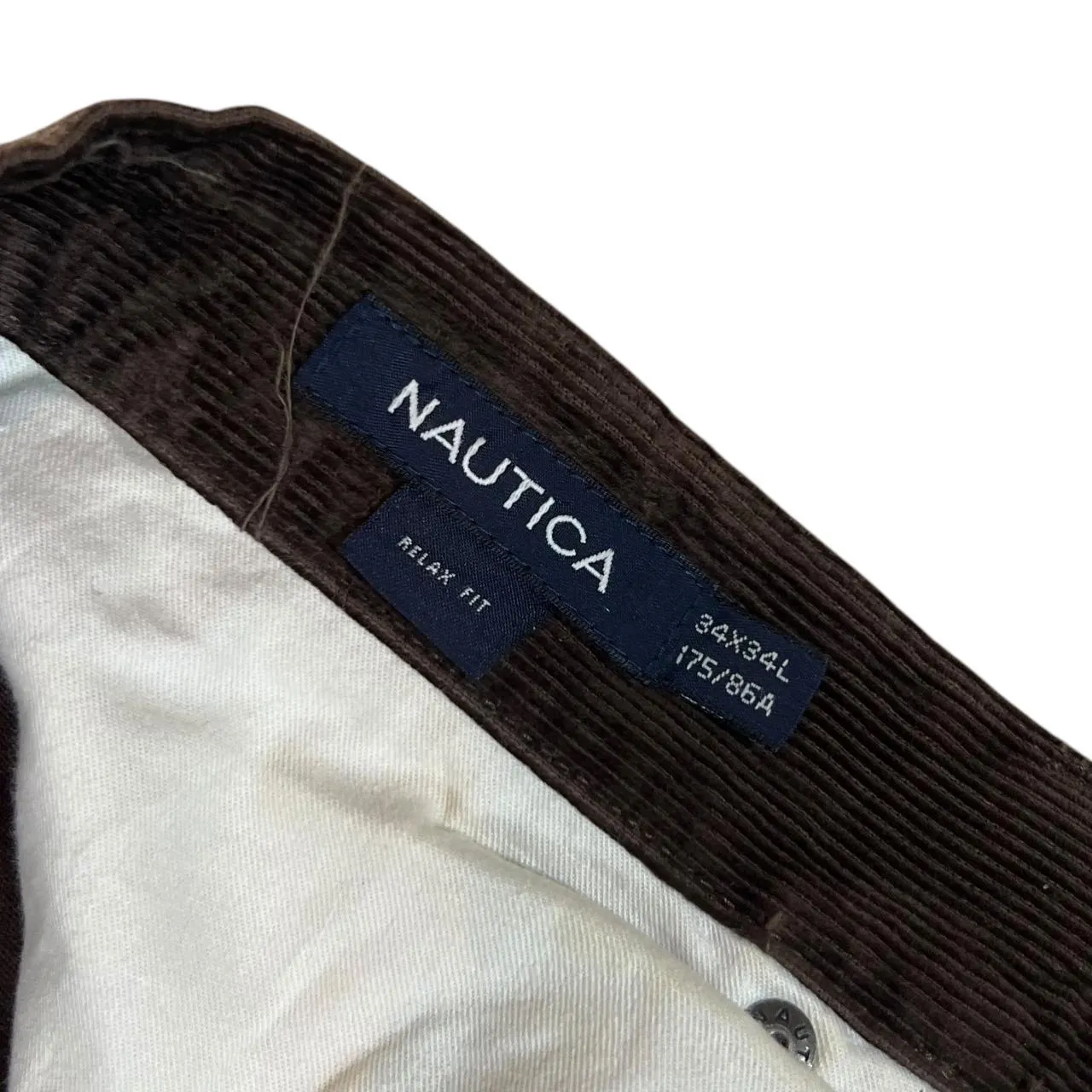 NAUTICA "Relaxed Fit" Classic Brown Corduroy Cord Straight Leg Trousers