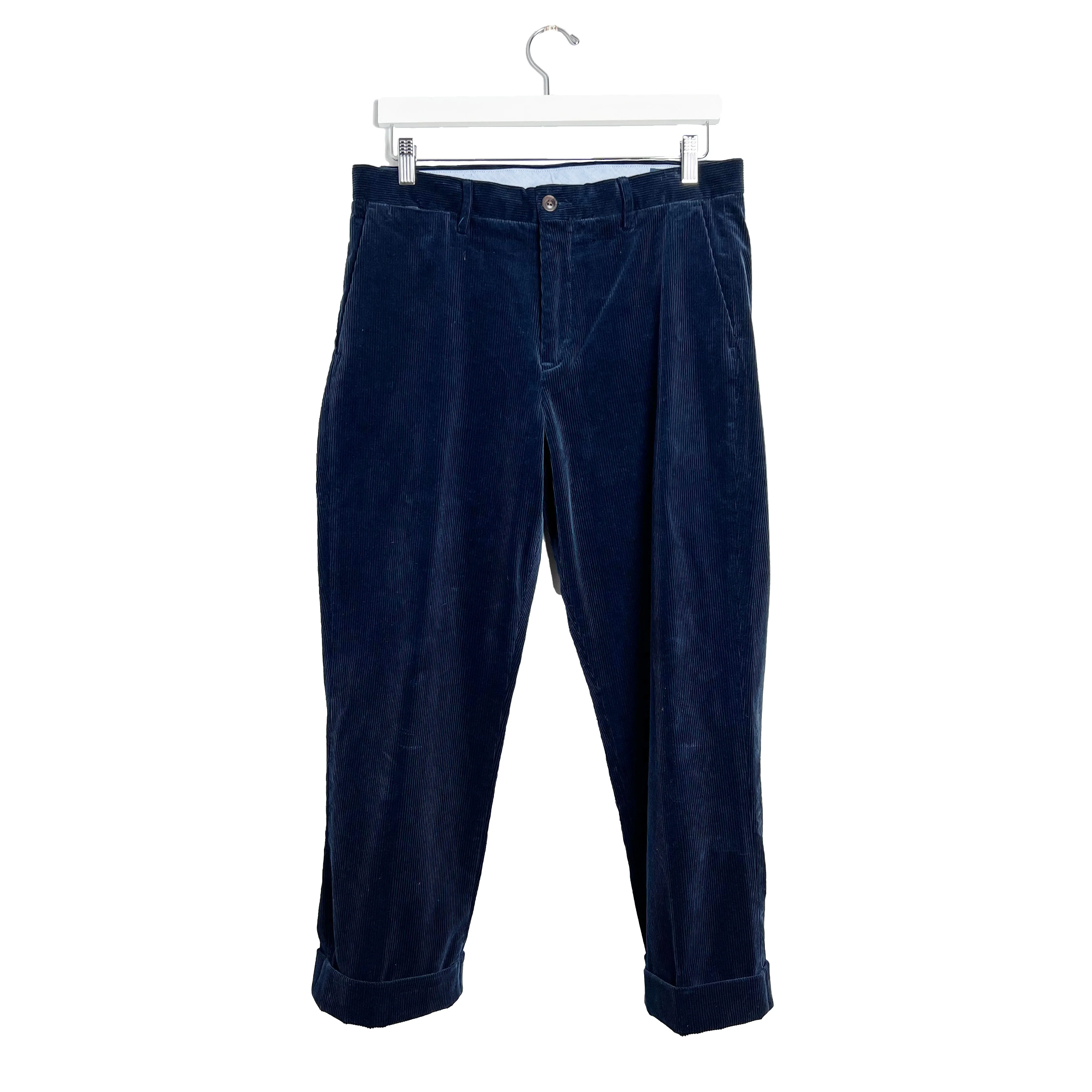 Navy Corduroy Cotton Stretch Classic Fit Pants