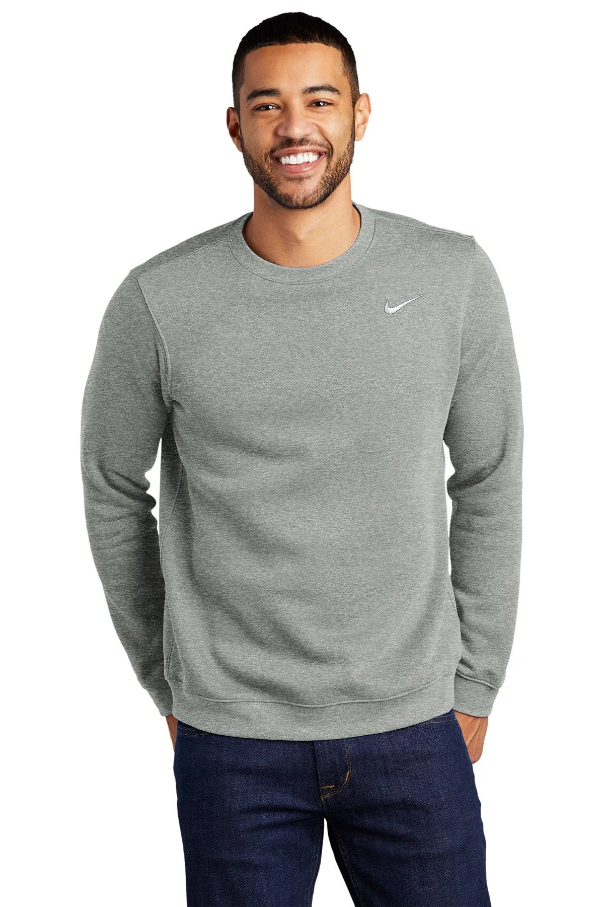 Nike Club Fleece Custom Crews, Dark Grey Heather