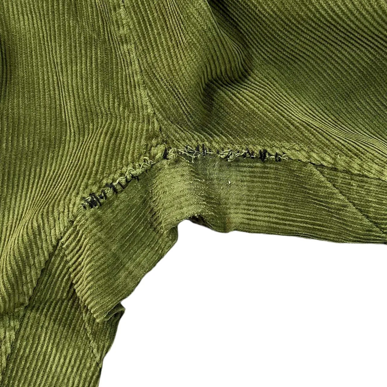 NIKE Embroidered Mini Logo Green Corduroy Cord Cropped Length Pants Trousers