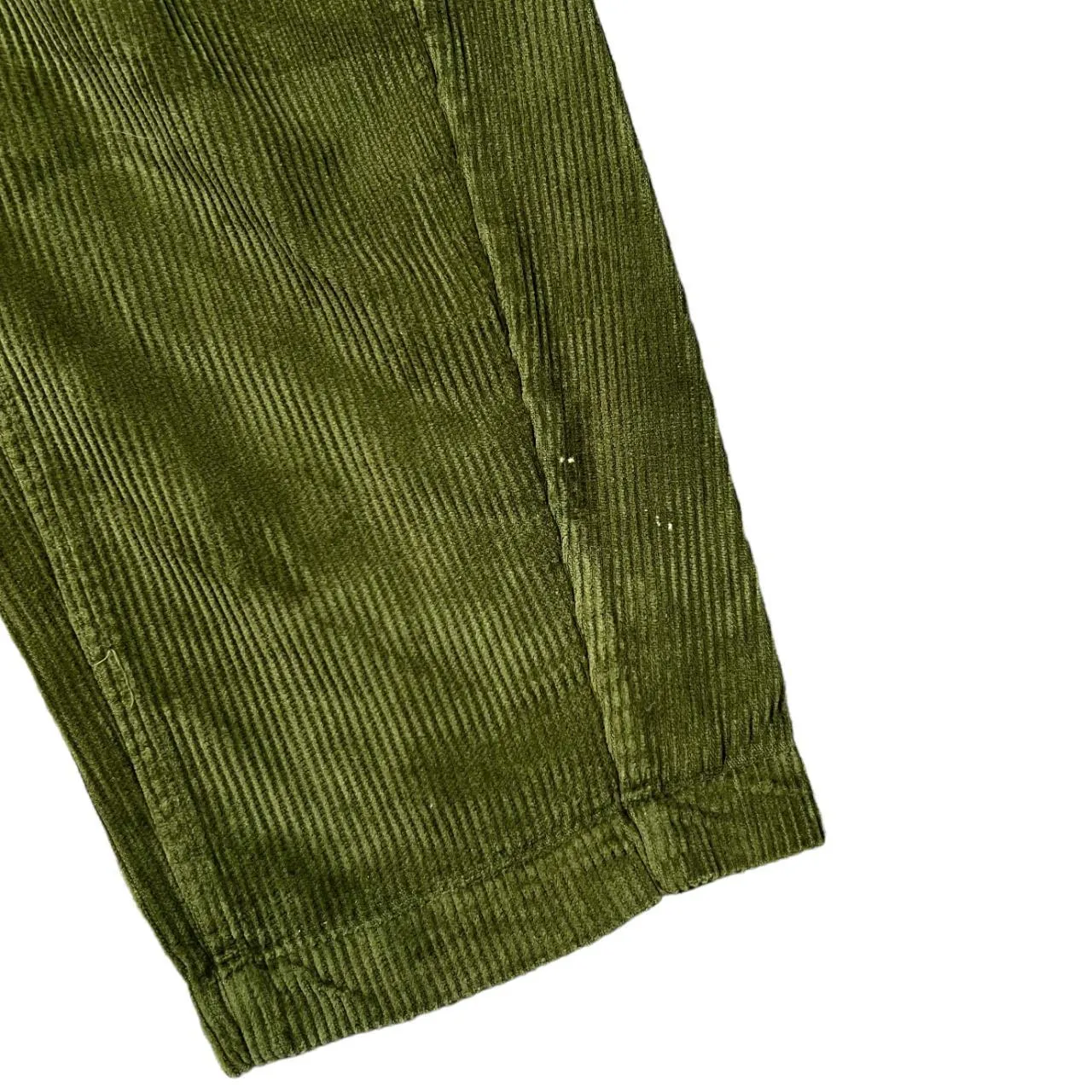 NIKE Embroidered Mini Logo Green Corduroy Cord Cropped Length Pants Trousers