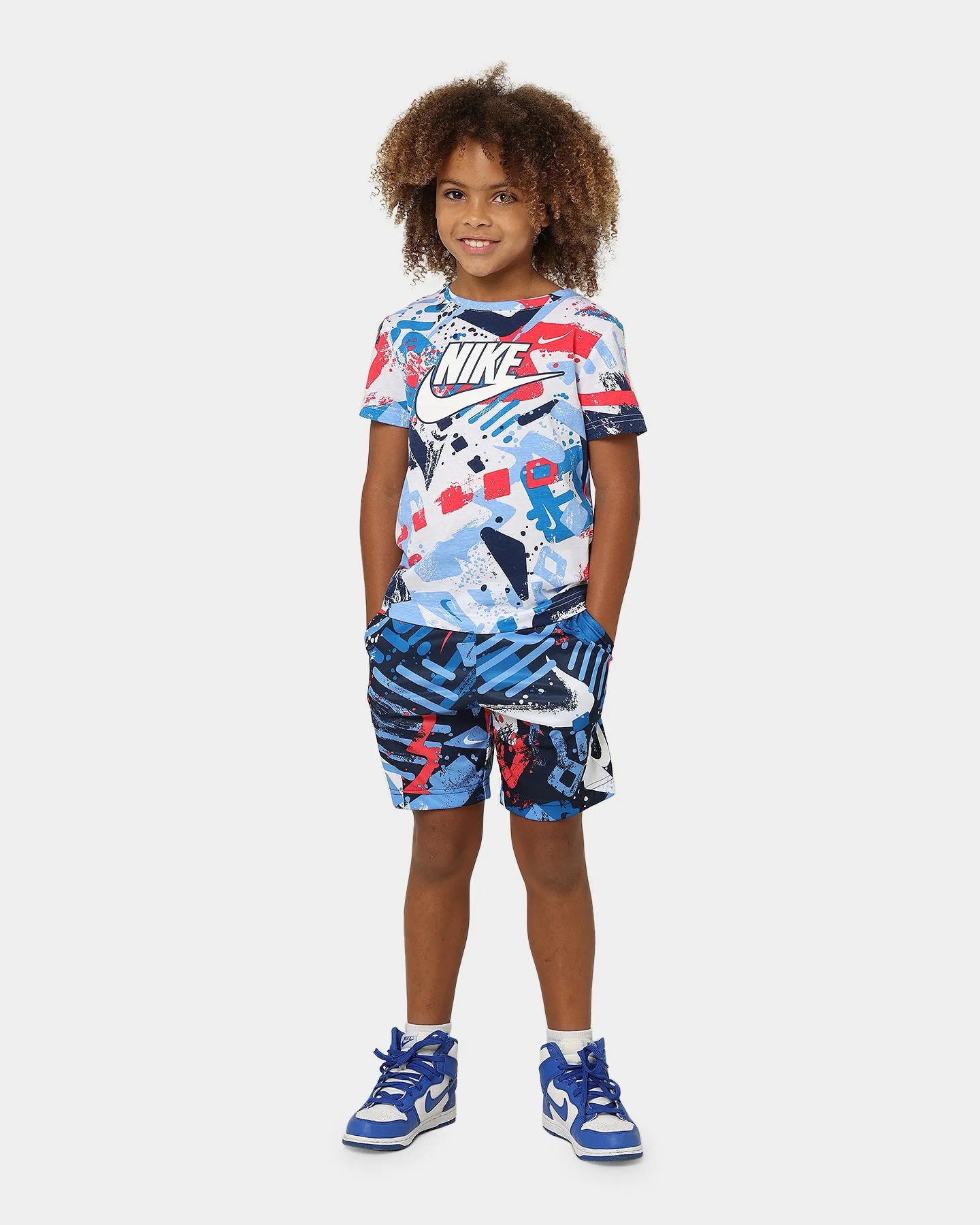 Nike Kid's Dri-Fit Thrill All Over Print Shorts Midnight Navy