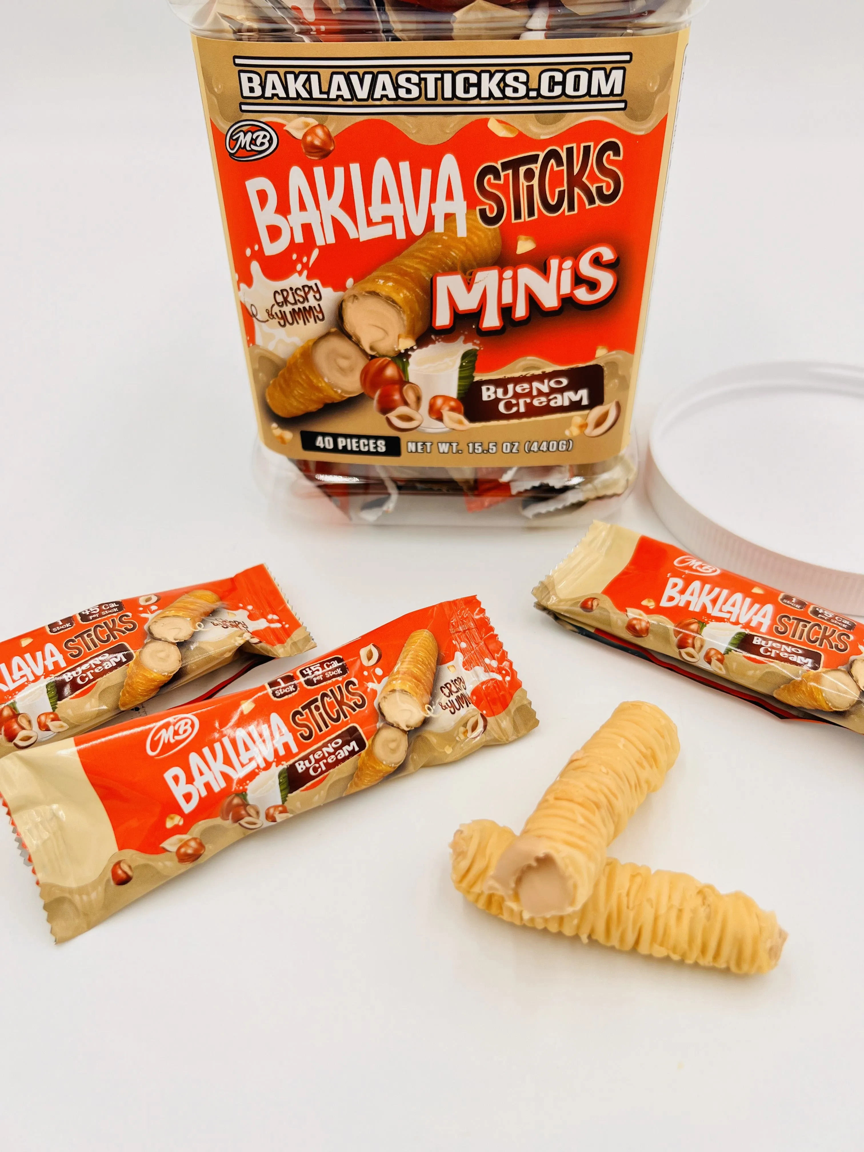 Non Infused Baklava minis with Bueno Cream Crispy Phyllo Dough