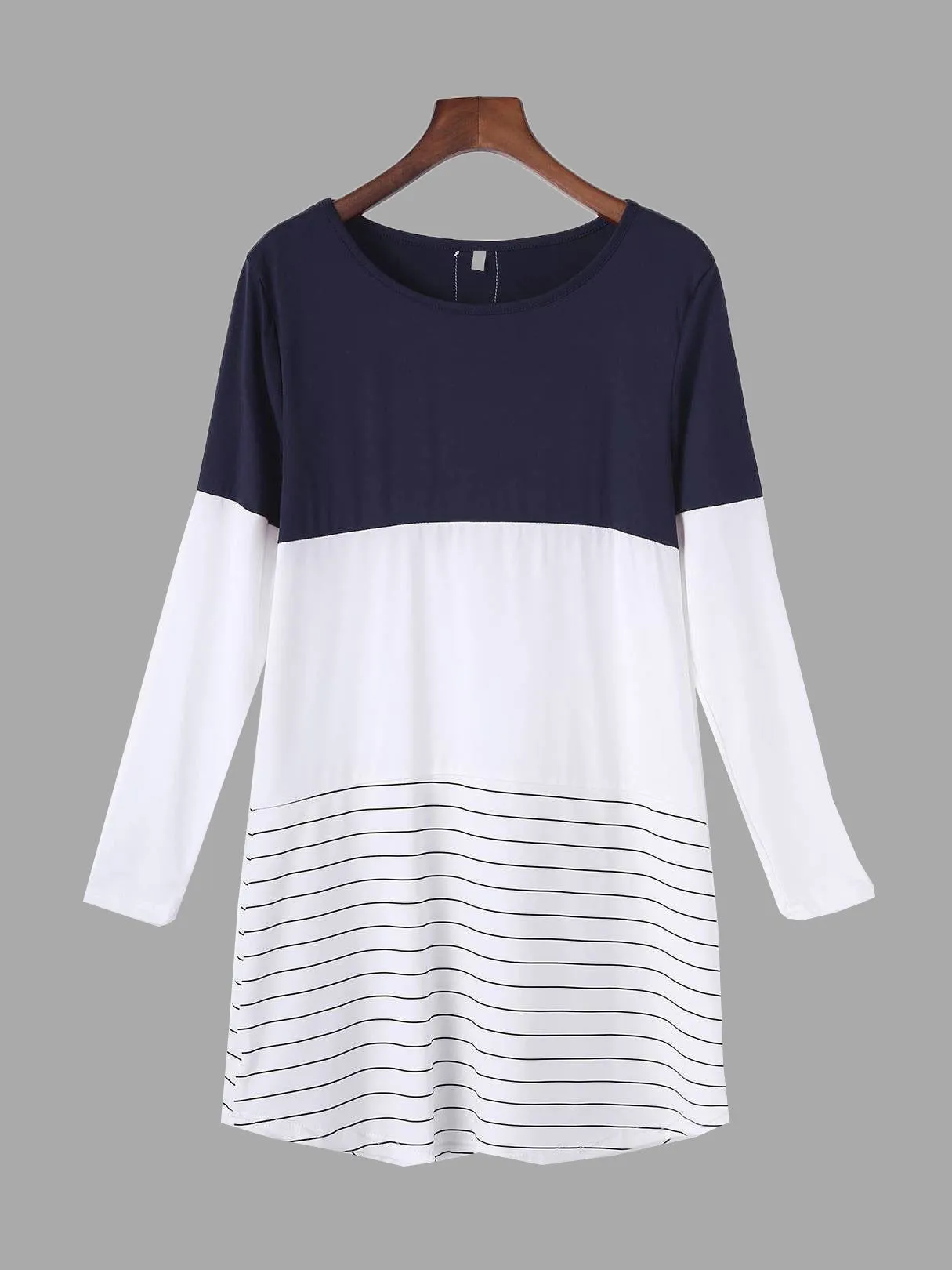 OEM ODM Colorblock & Striped Round Neck Top