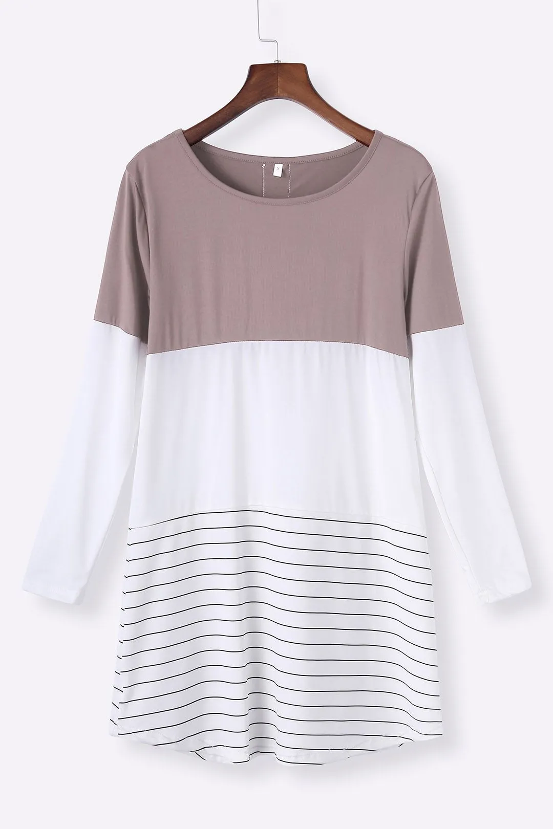 OEM ODM Colorblock & Striped Round Neck Top