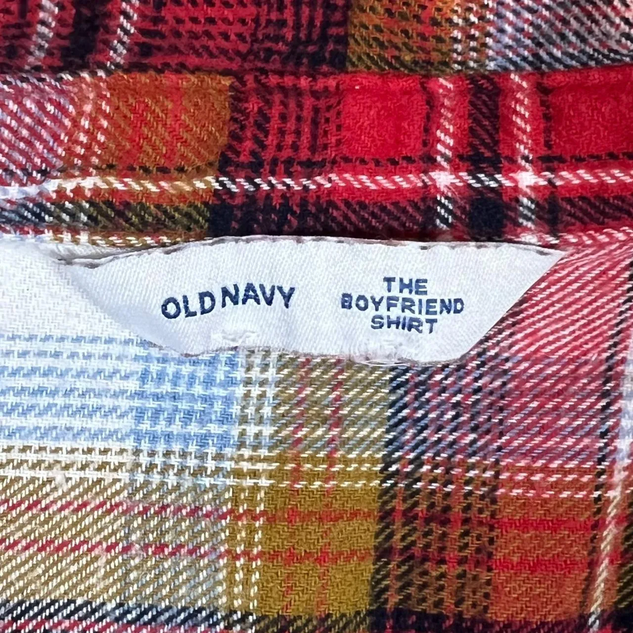 OLD NAVY "The Boyfriend Shirt" Plaid Check Long Sleeve Cotton Flannel Shirt