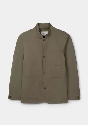Olive Cotton Chore Nehru Jacket