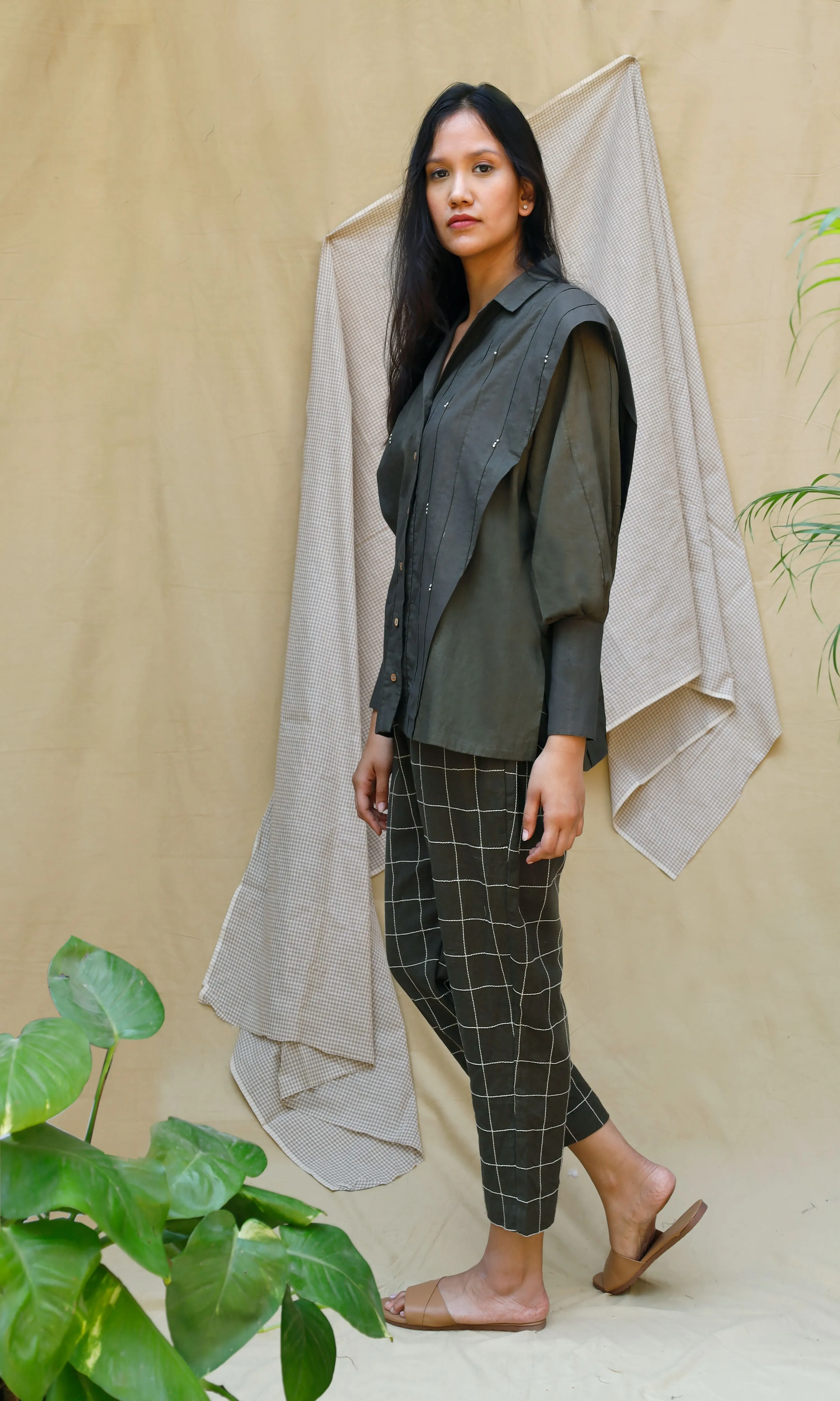 Olive Cotton Full Sleeves Green Shirt