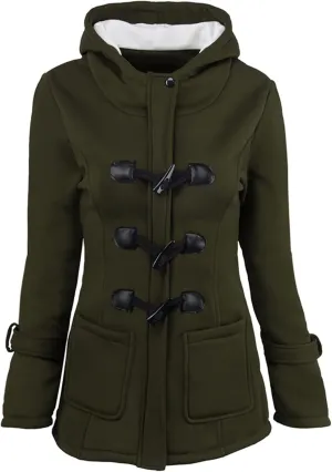 OMZIN Women Classic Hooded Coat Winter Casual Outerwear Fleece Lined Pockets