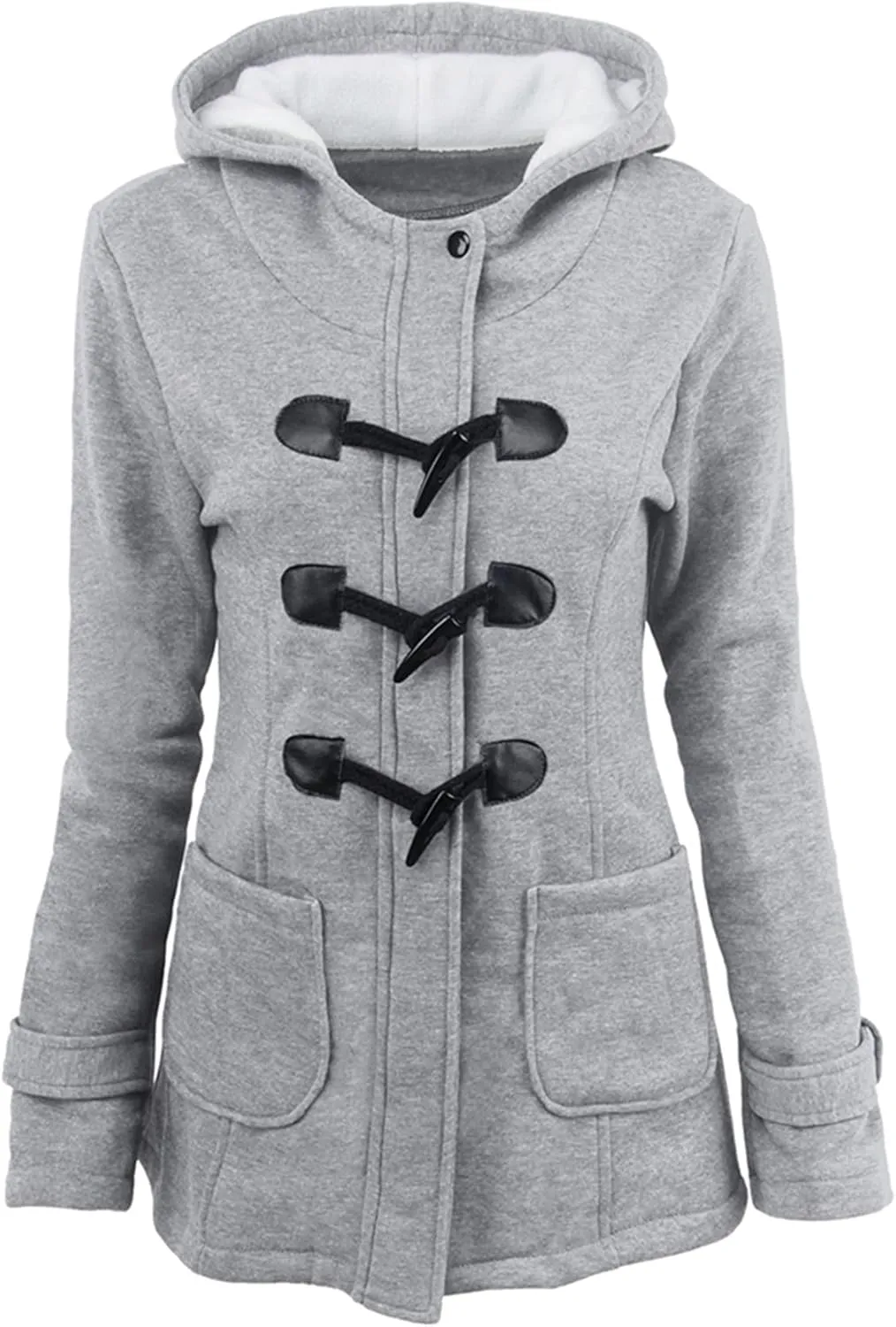 OMZIN Women Classic Hooded Coat Winter Casual Outerwear Fleece Lined Pockets