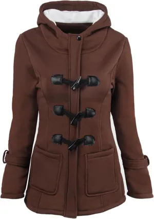 OMZIN Women Classic Hooded Coat Winter Casual Outerwear Fleece Lined Pockets