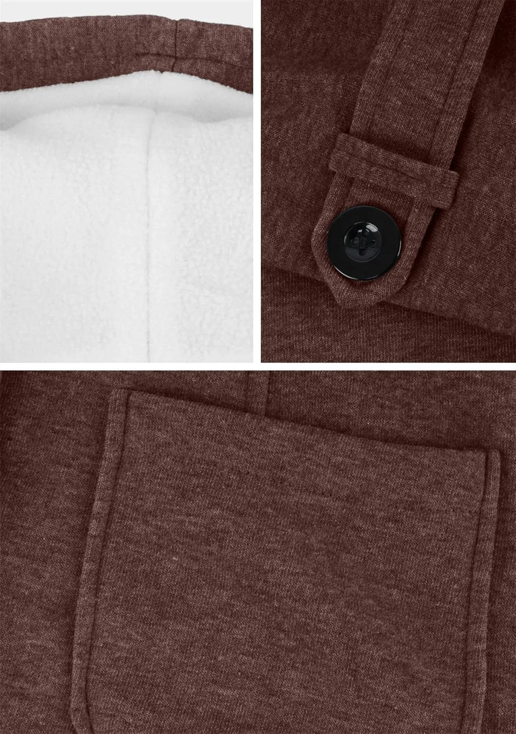 OMZIN Women Classic Hooded Coat Winter Casual Outerwear Fleece Lined Pockets