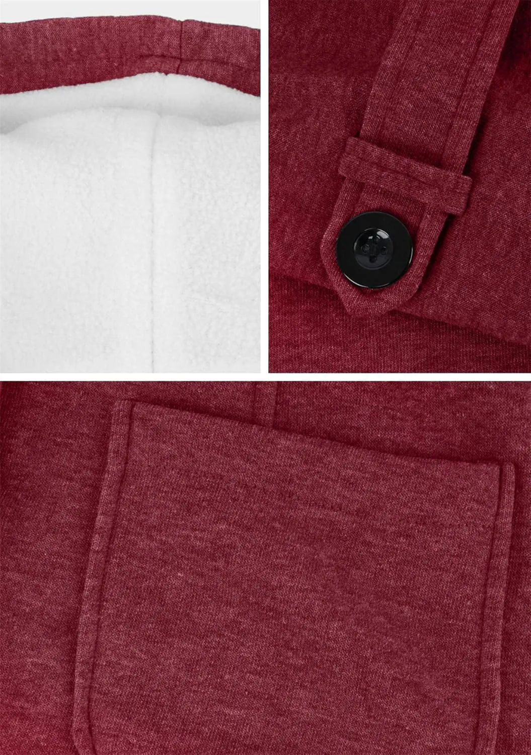 OMZIN Women Classic Hooded Coat Winter Casual Outerwear Fleece Lined Pockets