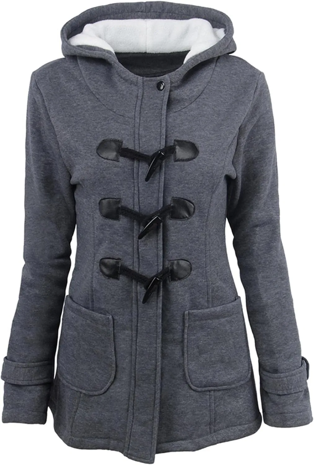 OMZIN Women Classic Hooded Coat Winter Casual Outerwear Fleece Lined Pockets