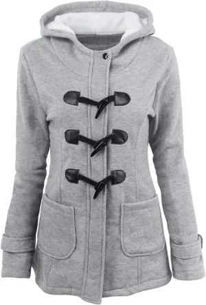 OMZIN Women Classic Hooded Coat Winter Casual Outerwear Fleece Lined Pockets