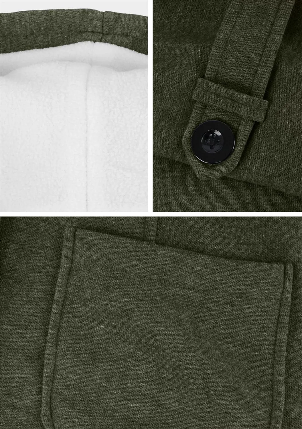 OMZIN Women Classic Hooded Coat Winter Casual Outerwear Fleece Lined Pockets