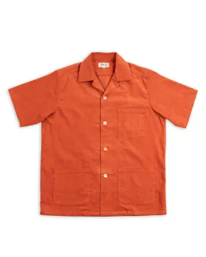 Open Collar Resort S/S Shirt / Summer Corduroy - Salmon