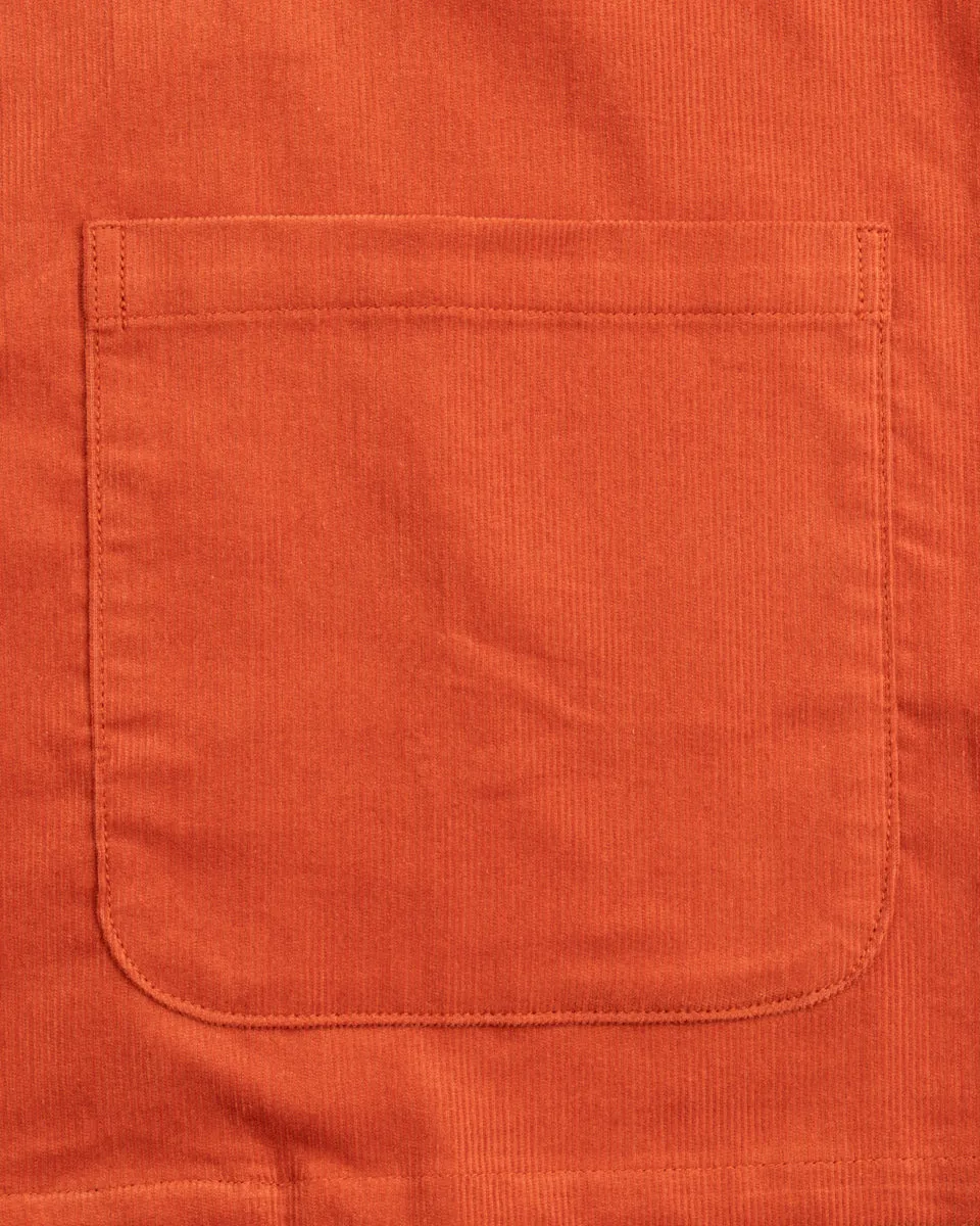 Open Collar Resort S/S Shirt / Summer Corduroy - Salmon