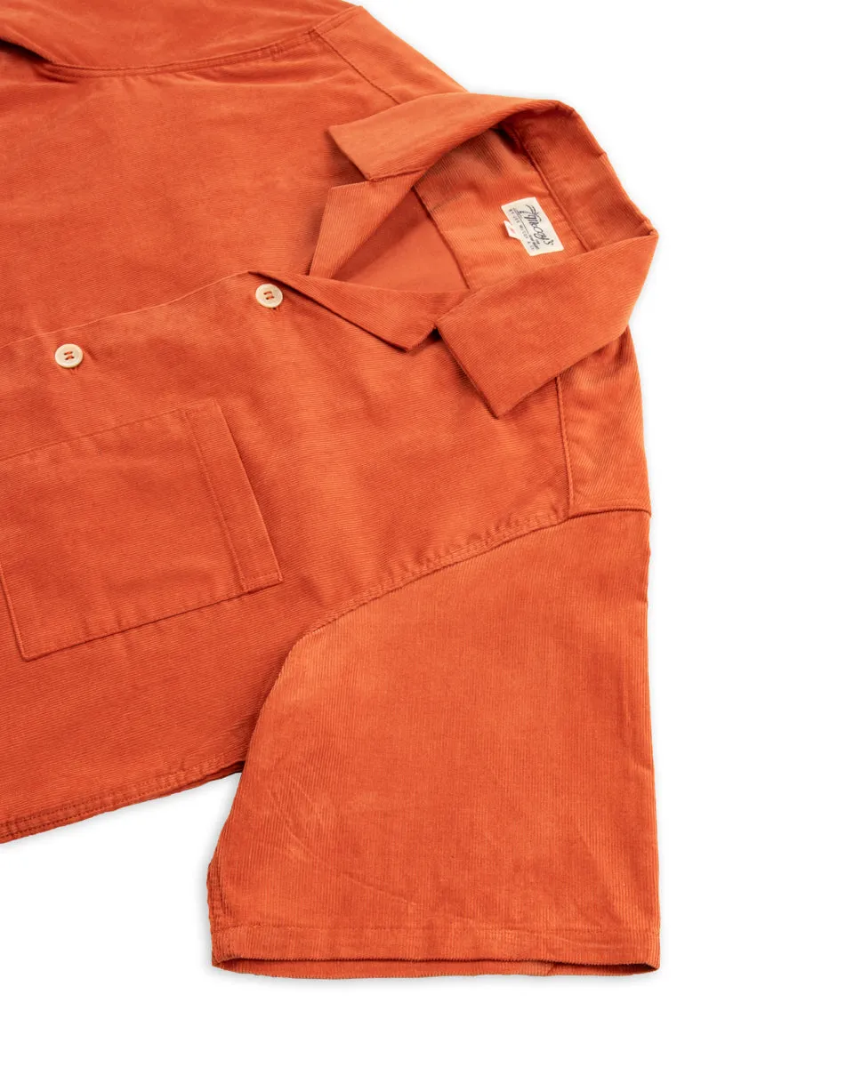 Open Collar Resort S/S Shirt / Summer Corduroy - Salmon