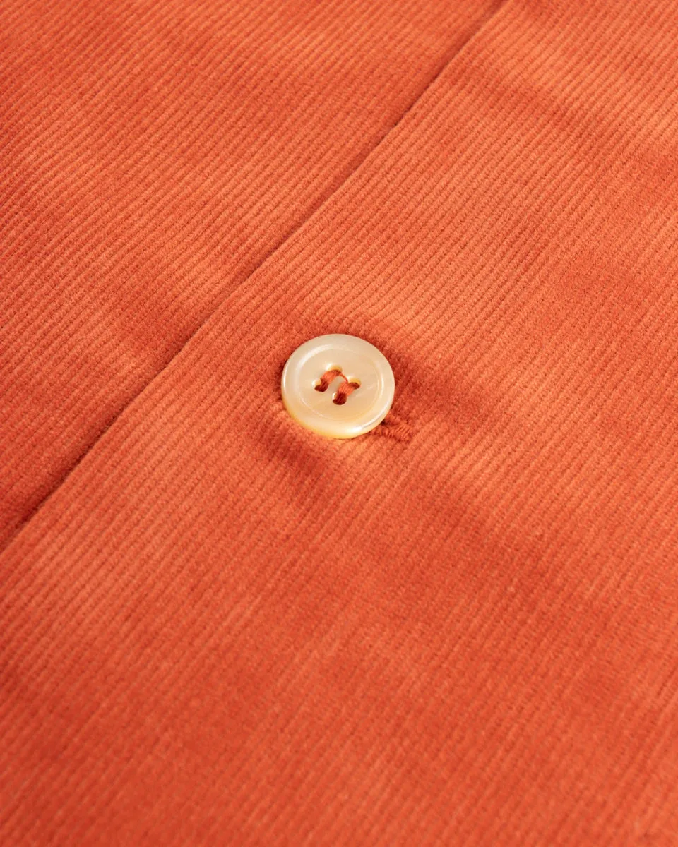 Open Collar Resort S/S Shirt / Summer Corduroy - Salmon
