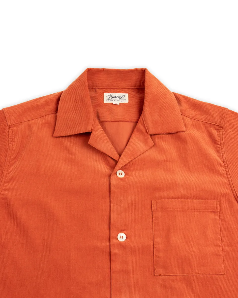 Open Collar Resort S/S Shirt / Summer Corduroy - Salmon