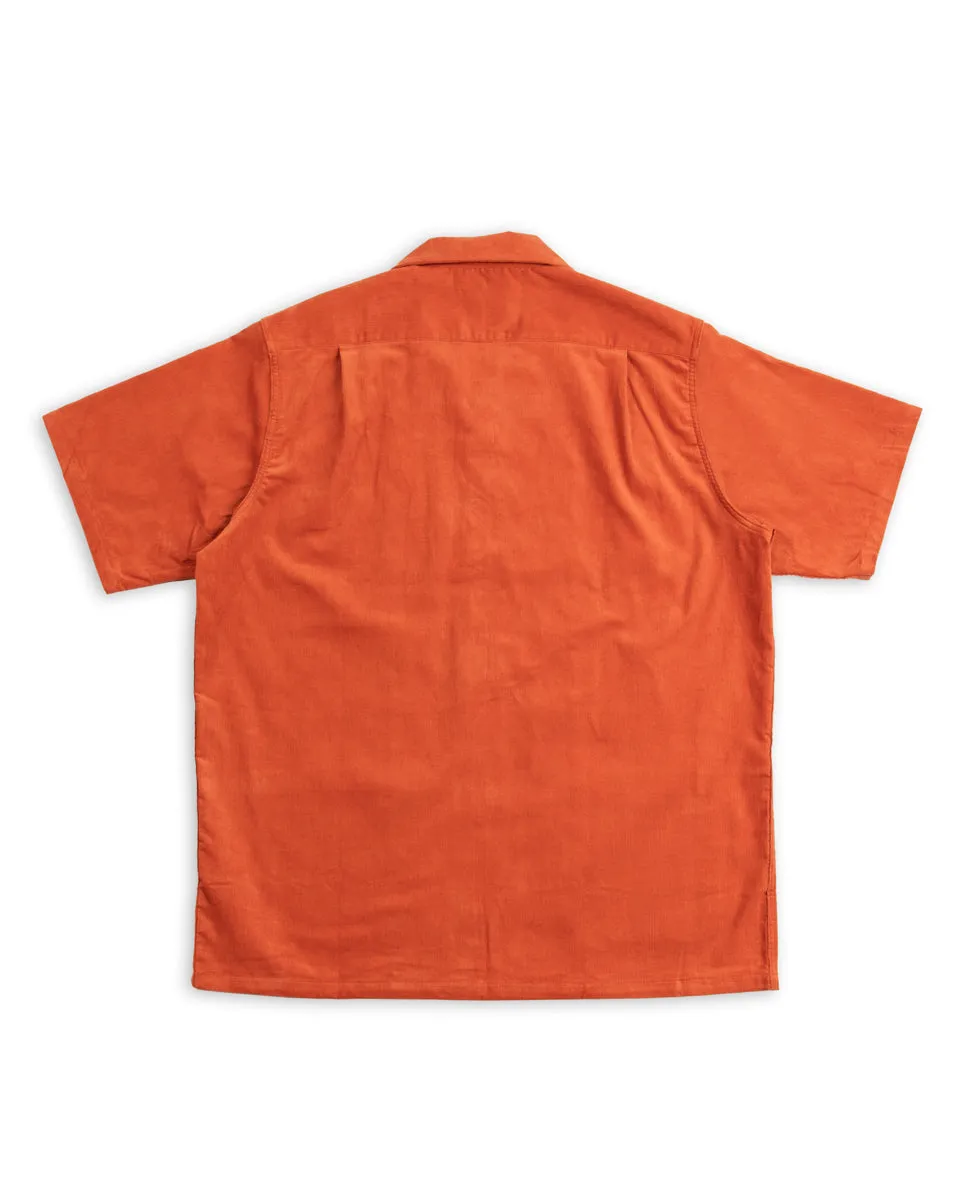 Open Collar Resort S/S Shirt / Summer Corduroy - Salmon