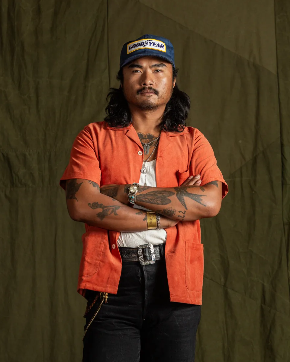 Open Collar Resort S/S Shirt / Summer Corduroy - Salmon