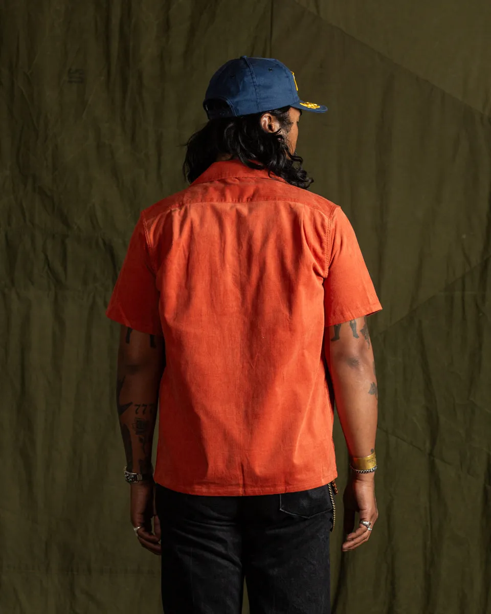 Open Collar Resort S/S Shirt / Summer Corduroy - Salmon