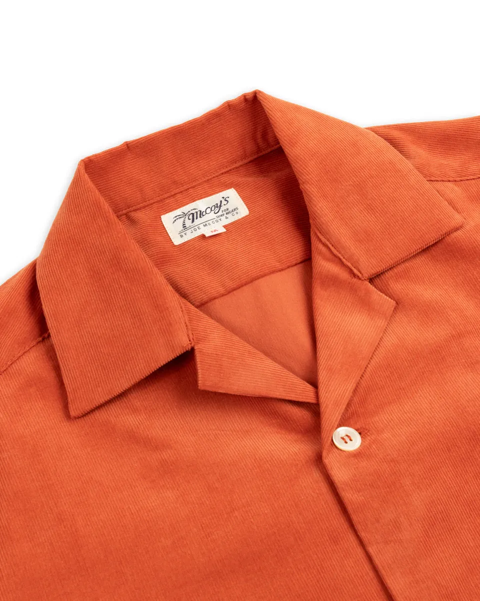 Open Collar Resort S/S Shirt / Summer Corduroy - Salmon