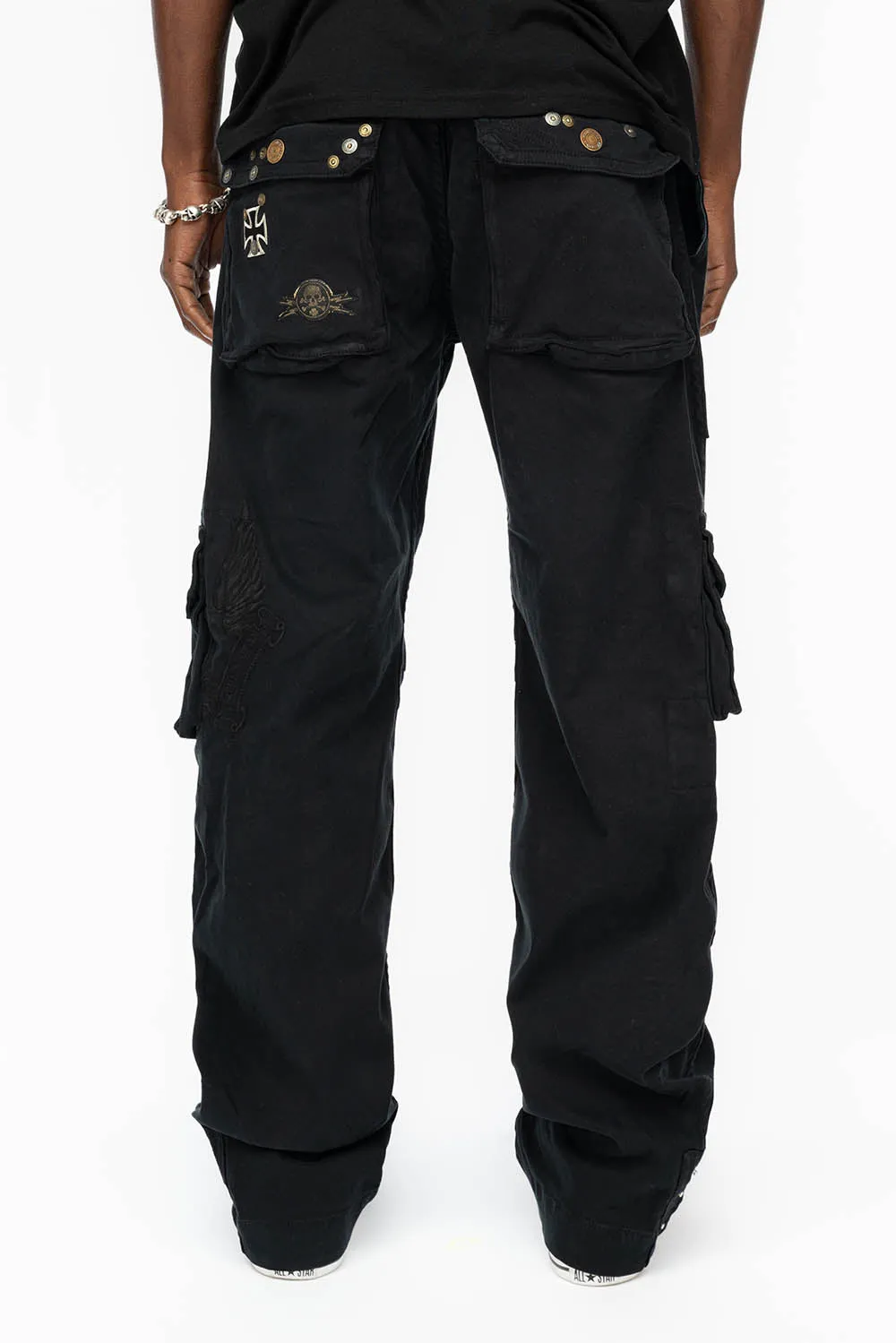 ORIGINAL ROBIN’S JEAN CALL OF DUTY CARGO PANTS IN BLACK COLOR  WITH ROCK N ROLL PATCH