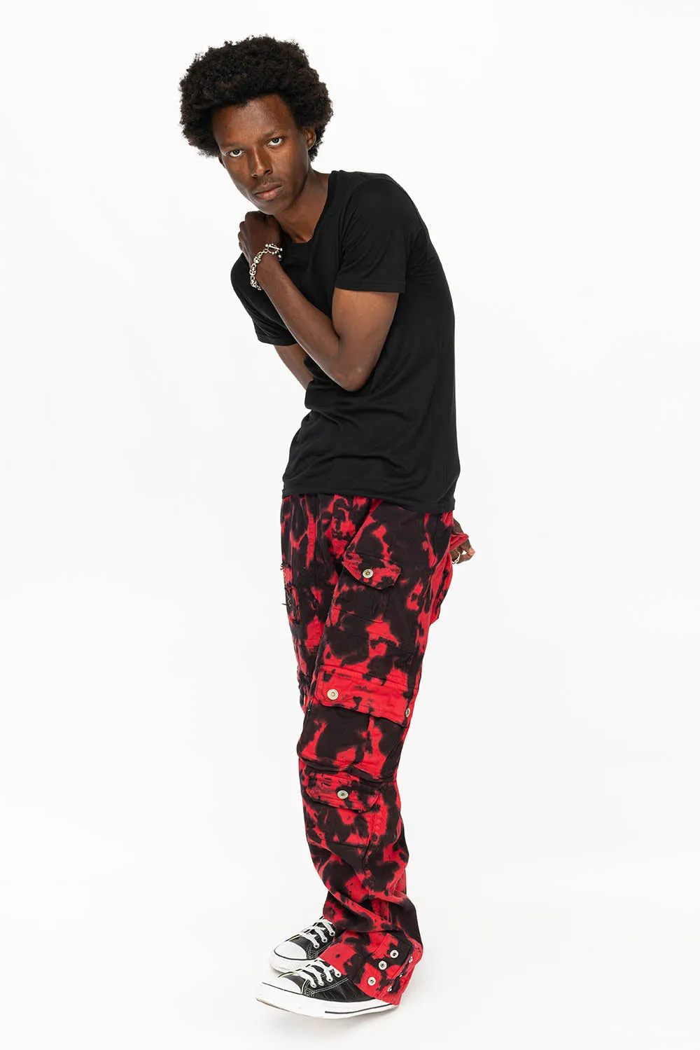 ORIGINAL ROBIN’S JEAN CALL OF DUTY CARGO PANTS IN BLACK/RED SPECIALTY WASH