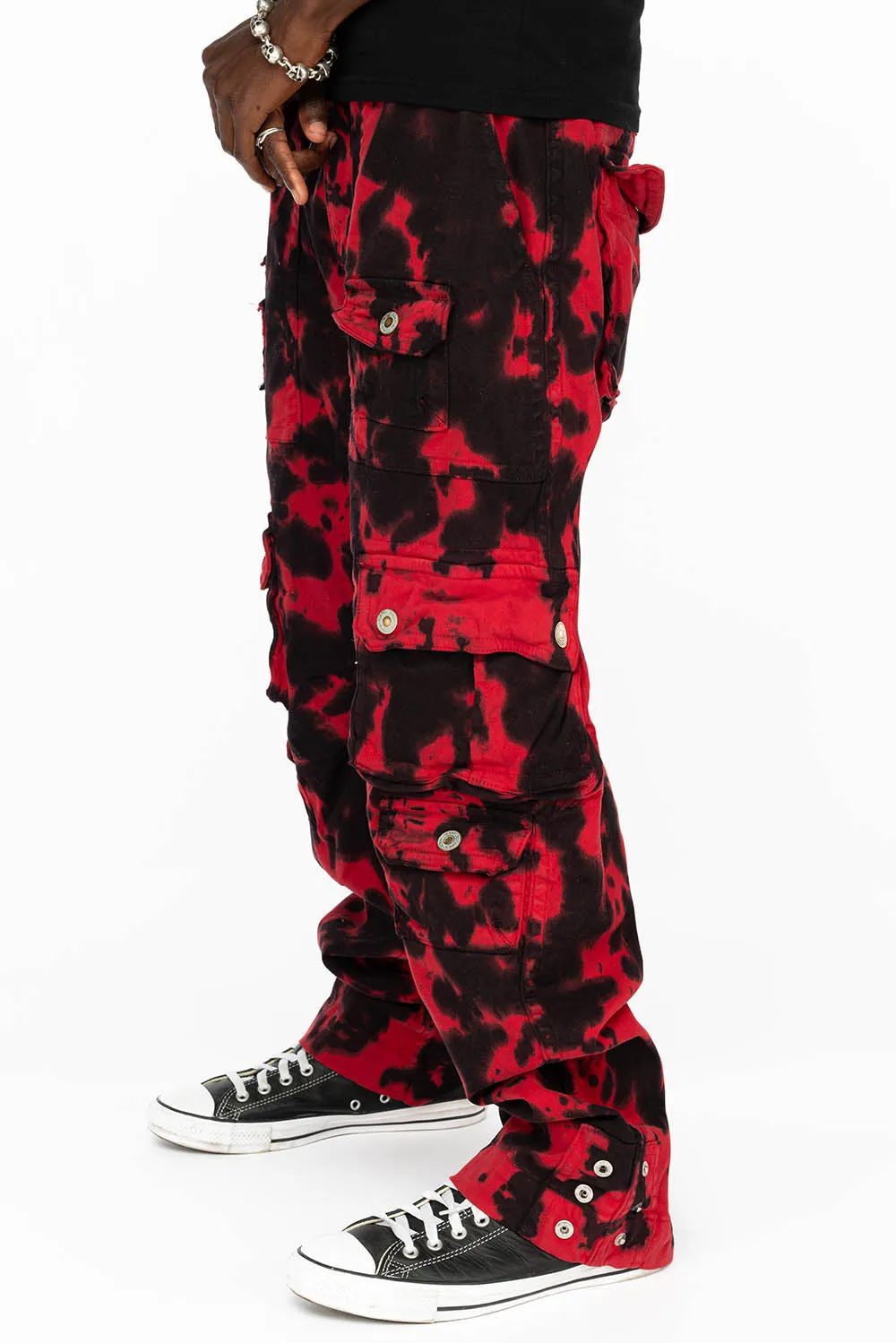 ORIGINAL ROBIN’S JEAN CALL OF DUTY CARGO PANTS IN BLACK/RED SPECIALTY WASH