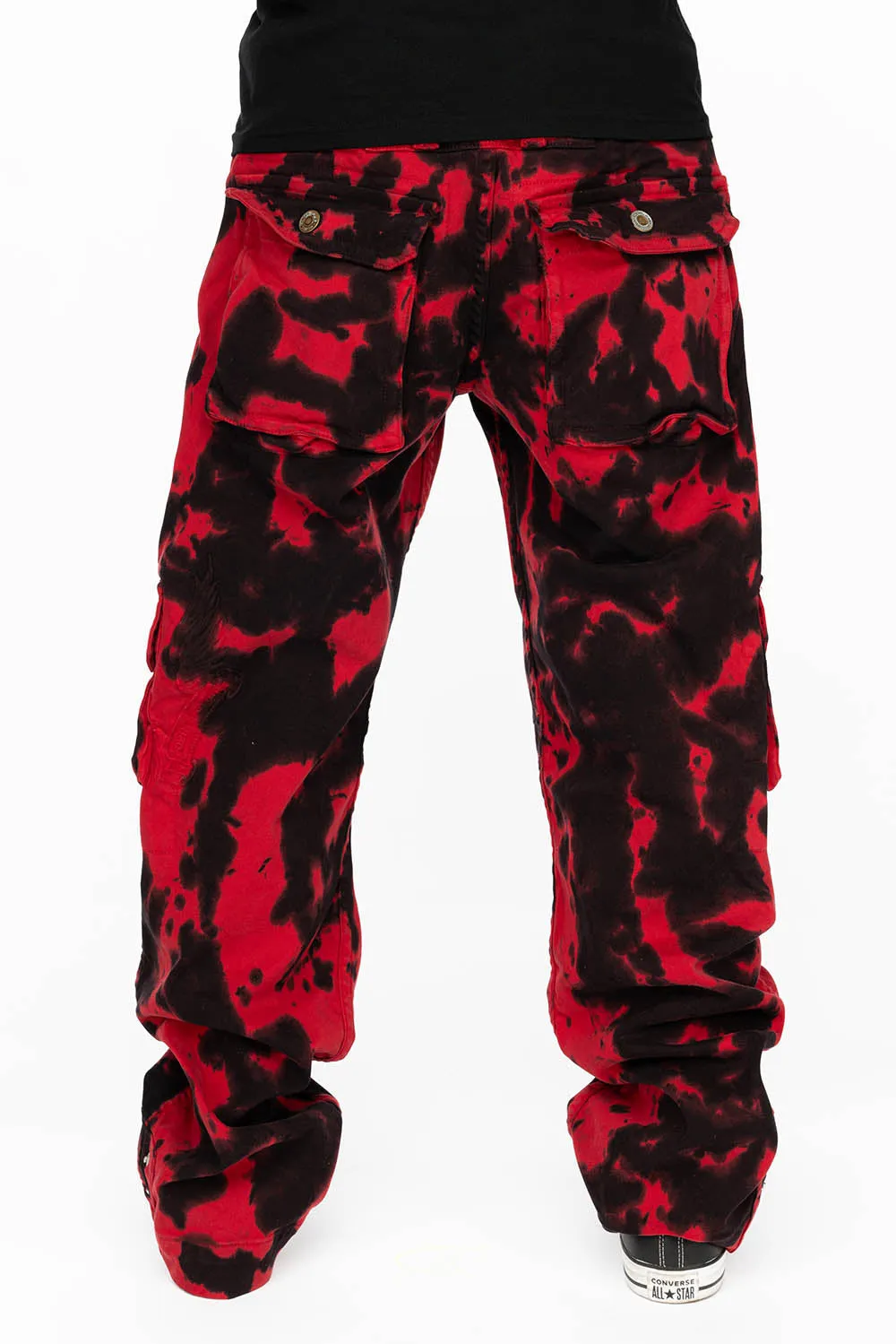 ORIGINAL ROBIN’S JEAN CALL OF DUTY CARGO PANTS IN BLACK/RED SPECIALTY WASH
