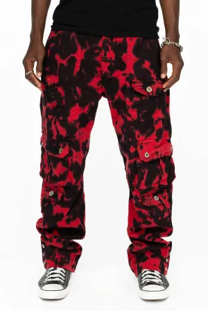 ORIGINAL ROBIN’S JEAN CALL OF DUTY CARGO PANTS IN BLACK/RED SPECIALTY WASH