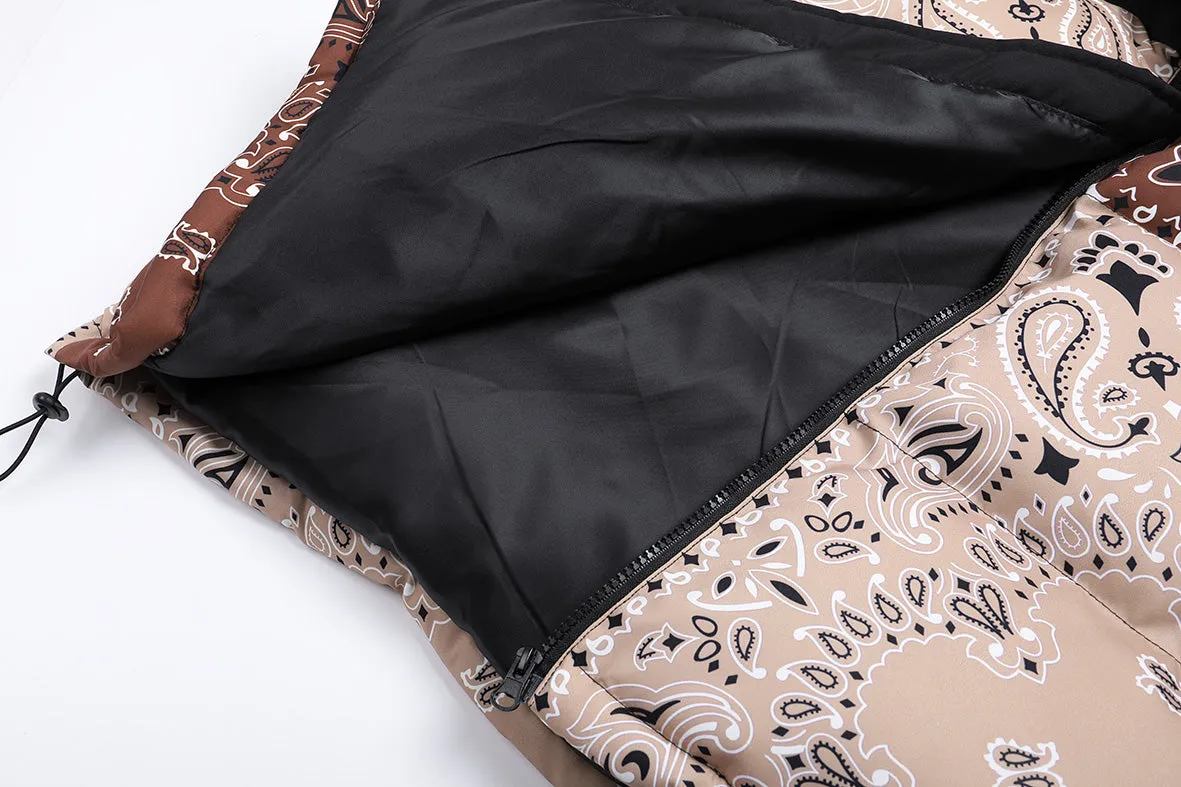 Paisley Print Two Piece Puffer Jacket
