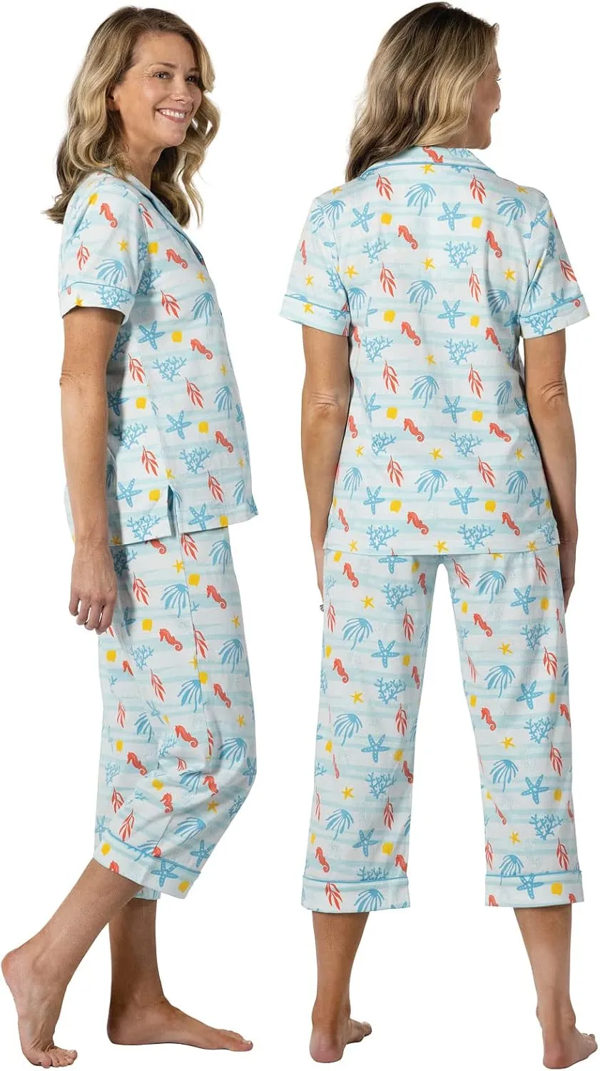 PajamaGram Cotton Pajamas For Women - Capri Pajamas For Women Set, 100% Cotton