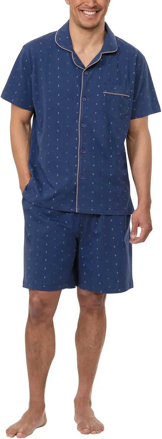 PajamaGram Mens Short Pajamas Set - Mens Pajamas Set Cotton, 100% Cotton