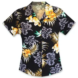 passion black hawaiian lady blouse