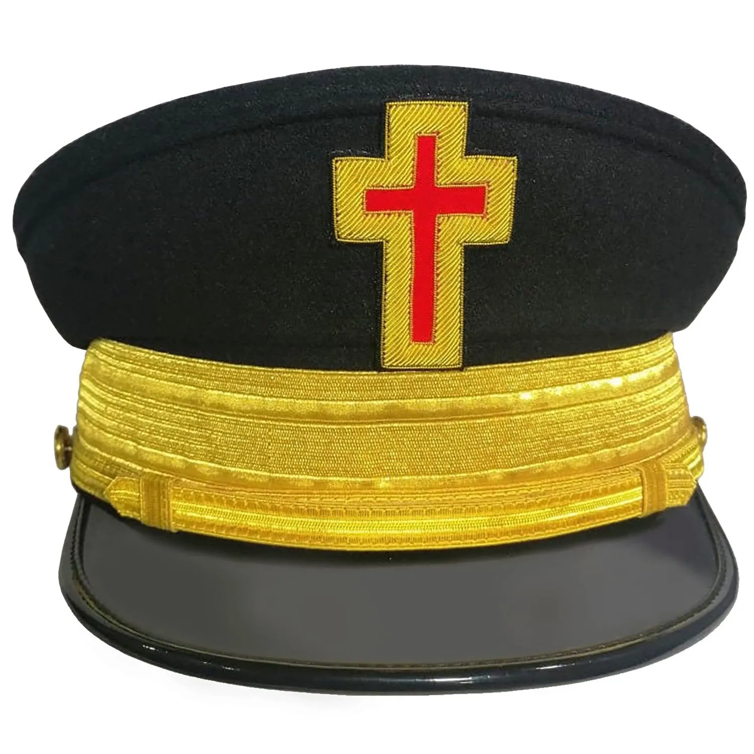 Past Commander Knights Templar Commandery Fatigue Cap - Hand Embroidered with Gold Braid