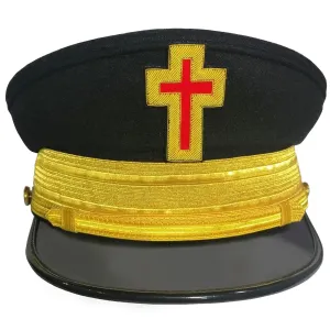 Past Commander Knights Templar Commandery Fatigue Cap - Hand Embroidered with Gold Braid