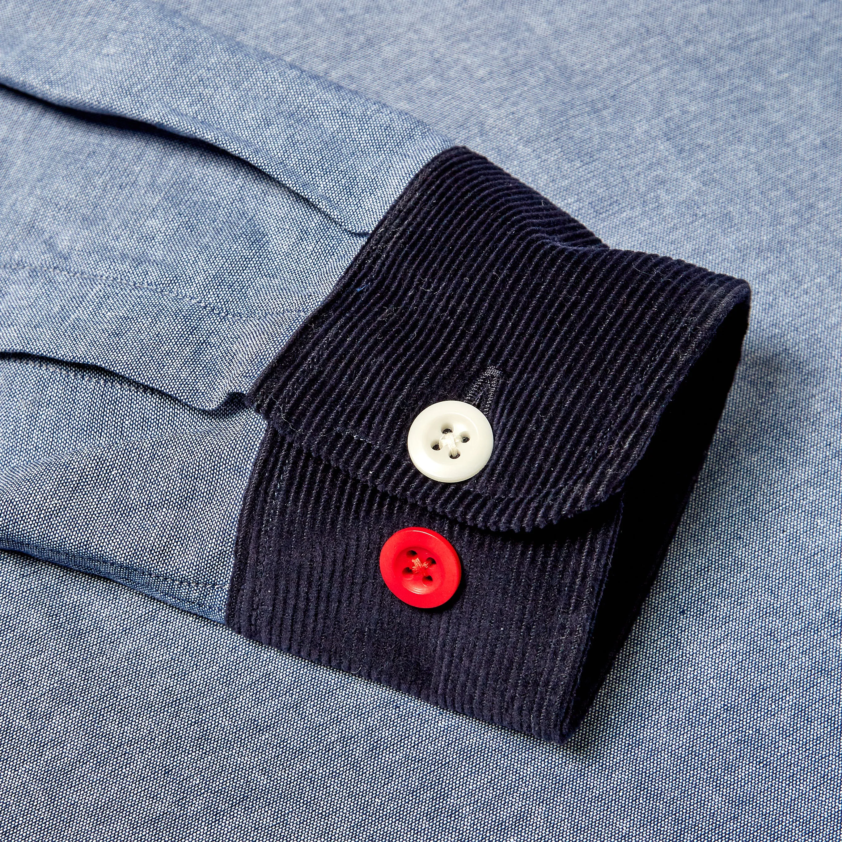 Paxton 5 light chambray and navy needle cord over shirt