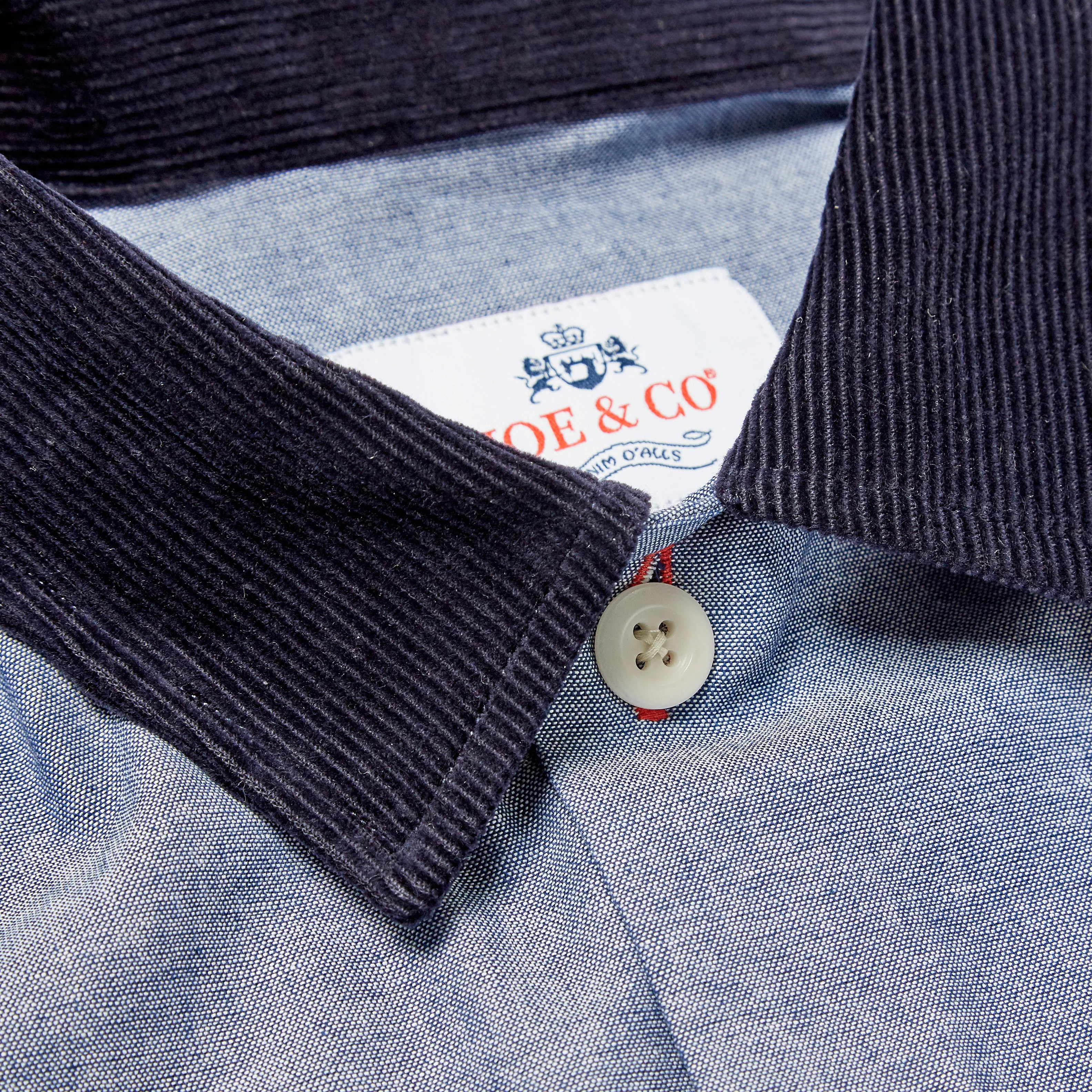 Paxton 5 light chambray and navy needle cord over shirt