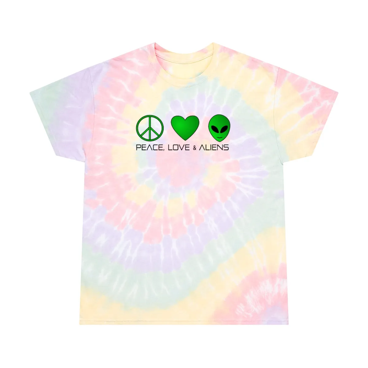 Peace Love and Aliens Tie-Dye Tee, Spiral