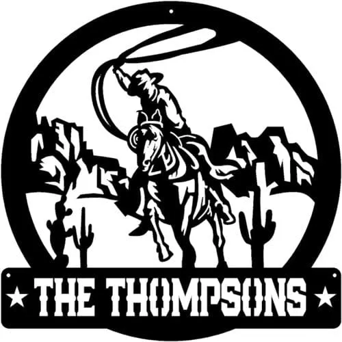 Personalized Western Cowboy Riding a Horse Sign (A91)