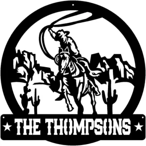 Personalized Western Cowboy Riding a Horse Sign (A91)