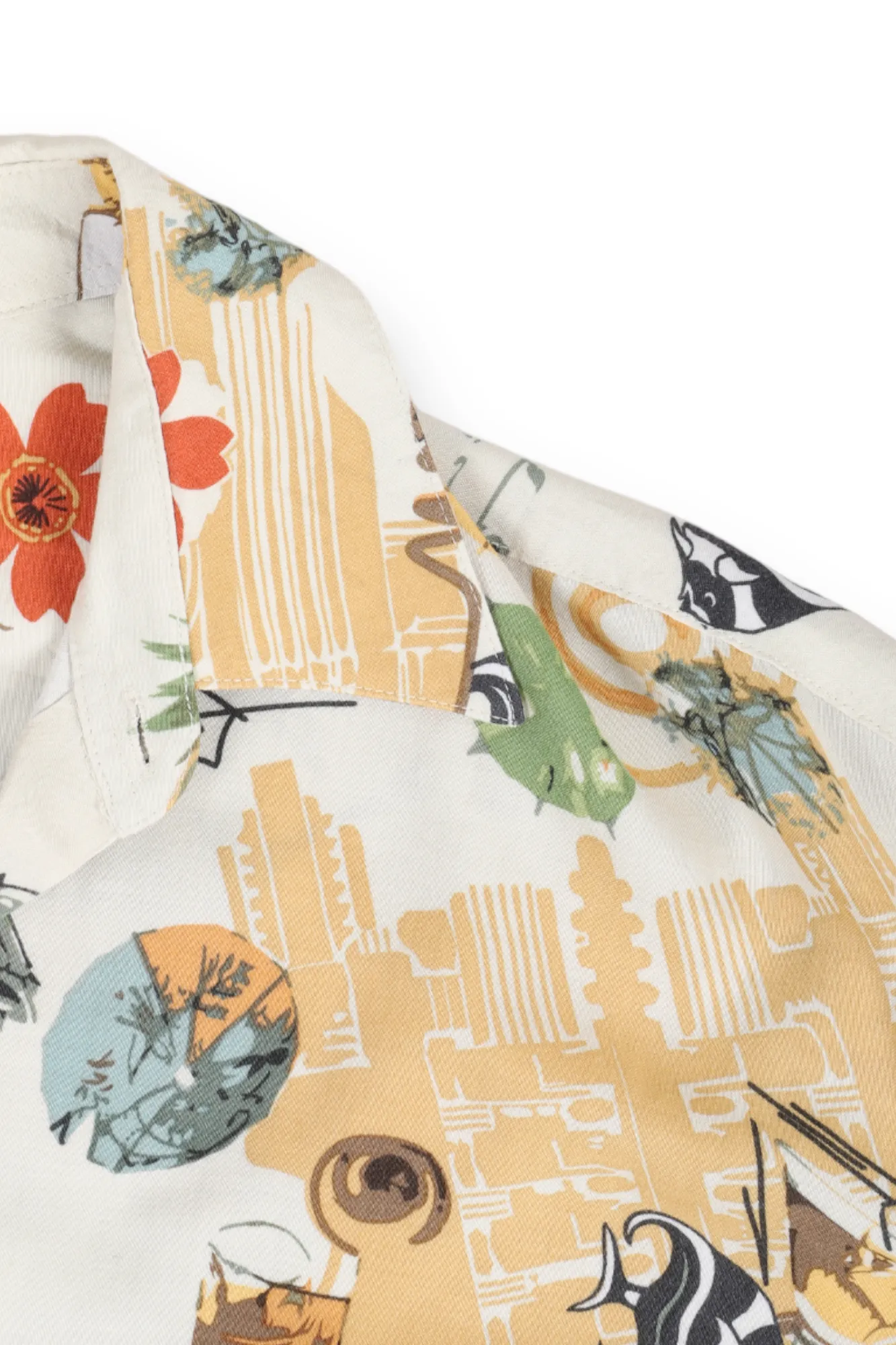 Pierre Cardin yellow exotic print Hawaiian shirt